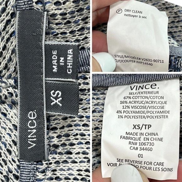 Vince Womens Blue Tweed Drape Neck Open Blazer Jacket Size XS - Picture 6 of 15